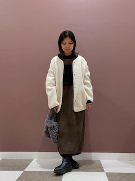 「アイテム（ノーカラーコート）」を使った、yuccoさん（レディース・158cm）の秋コーディネート