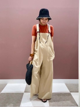 「旅行コーデ」｜「アイテム（オールインワン・サロペット）」を使った、yuccoさん（レディース・158cm）の夏コーディネート