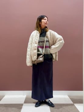 「ITEMS URBANRESEARCH（アイテムズ アーバンリサーチ）の瓢箪キルト中綿ブルゾン（ダウンジャケット/コート）」を使った、yuccoさん（レディース・158cm）の秋コーディネート