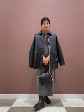 「アイテム（その他アウター、ブラック系）」を使った、yuccoさん（レディース・158cm）の秋コーディネート