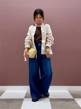 「アイテム（ノーカラージャケット）」を使った、yuccoさん（レディース・158cm）の秋コーディネート