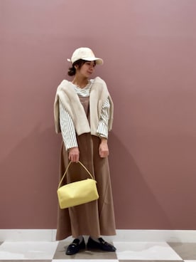 「ITEMS URBANRESEARCH（アイテムズ アーバンリサーチ）のカットミラノプルオーバー（Tシャツ/カットソー、ホワイト系）」を使った、yuccoさん（レディース・158cm）の春コーディネート