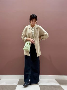 「ITEMS URBANRESEARCH（アイテムズ アーバンリサーチ）のカットミラノプルオーバー（Tシャツ/カットソー、ホワイト系）」を使った、yuccoさん（レディース・158cm）の春コーディネート