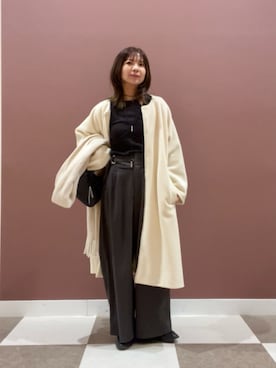 「アイテム（テーラードジャケット、ホワイト系）」を使った、yuccoさん（レディース・158cm）の冬コーディネート