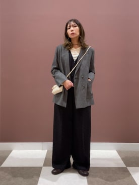 「アイテム（オールインワン・サロペット）」を使った、yuccoさん（レディース・158cm）の冬コーディネート