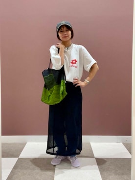 「SMELLY（スメリー）のアイテム（キャップ）」を使った、yuccoさん（レディース・158cm）の夏コーディネート