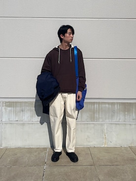「Russell Athletic（ラッセルアスレティック）のアイテム」を使った、藤田さん（メンズ・175cm）の秋コーディネート
