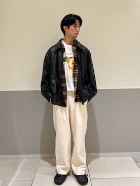 「アイテム（カバーオール）」を使った、藤田さん（メンズ・175cm）の秋コーディネート