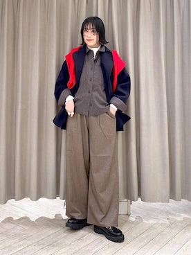 「studio CLIP（スタディオクリップ）のウールライクPコート[プチサイズあり]（ピーコート）」を使った、ちろっPさん（レディース・163cm）の冬コーディネート