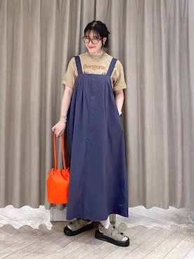 「アイテム（ジャンパースカート）」を使った、ちろっPさん（レディース・163cm）の夏コーディネート