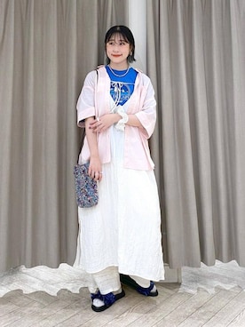 「アイテム（サンダル、ブルー系）」を使った、ちろっPさん（レディース・163cm）の夏コーディネート