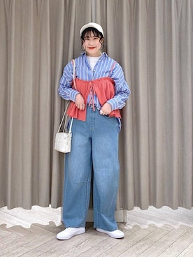 「クリップデニム_studio CLIP」｜「アイテム（キャップ）」を使った、ちろっPさん（レディース・163cm）の冬コーディネート