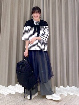「クリップデニム_studio CLIP」｜「アイテム（スリッポン）」を使った、ちろっPさん（レディース・163cm）の秋コーディネート