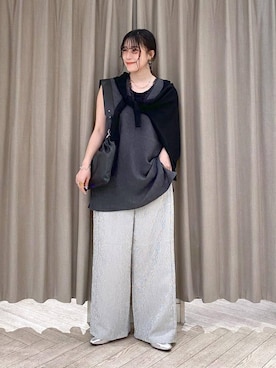 「アイテム（バングル/リストバンド）」を使った、ちろっPさん（レディース・163cm）の夏コーディネート