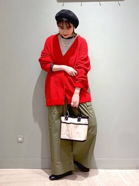 「クリップデニム_studio CLIP」｜「アイテム（ハンチング/ベレー帽）」を使った、ちろっPさん（レディース・163cm）の冬コーディネート