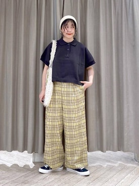 「アイテム（ポロシャツ）」を使った、ちろっPさん（レディース・163cm）の秋コーディネート