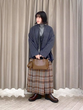 「ナチュラル」｜「アイテム（ノーカラーコート）」を使った、ちろっPさん（レディース・163cm）の冬コーディネート