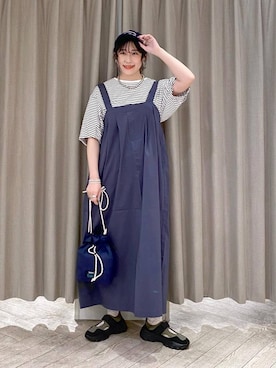 「アイテム（ジャンパースカート）」を使った、ちろっPさん（レディース・163cm）の夏コーディネート