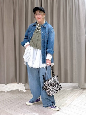 「アイテム（ベスト、グリーン系）」を使った、ちろっPさん（レディース・161cm）の秋コーディネート