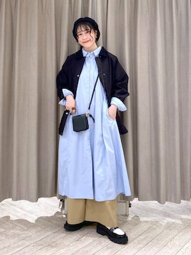 「アイテム（ハンチング/ベレー帽）」を使った、ちろっPさん（レディース・163cm）の秋コーディネート