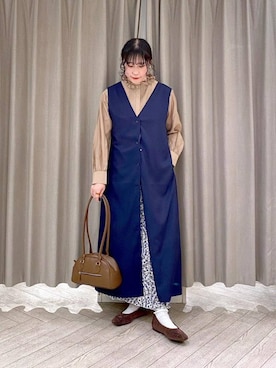 「アイテム（ジャンパースカート）」を使った、ちろっPさん（レディース・163cm）の冬コーディネート