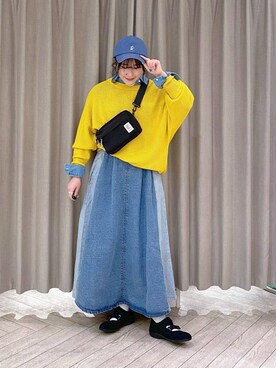 「クリップデニム_studio CLIP」｜「アイテム（キャップ）」を使った、ちろっPさん（レディース・163cm）の冬コーディネート