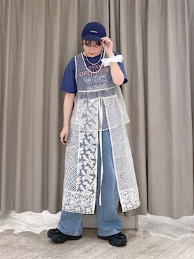 「studio CLIP（スタディオクリップ）の《natural by clip》レースパッチワークスカート（スカート）」を使った、ちろっPさん（レディース・163cm）の夏コーディネート
