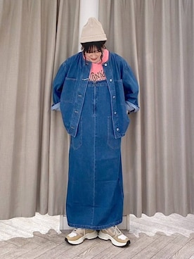 「デニムワンピース」｜「アイテム（その他アウター）」を使った、ちろっPさん（レディース・163cm）の夏コーディネート