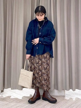 「クリップデニム_studio CLIP」｜「アイテム（ブーツ）」を使った、ちろっPさん（レディース・163cm）の秋コーディネート