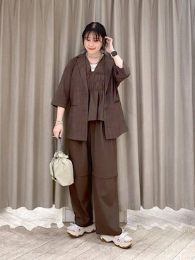 「studio CLIP（スタディオクリップ）のアイテム（ジャケット/アウター）」を使った、ちろっPさん（レディース・163cm）の夏コーディネート