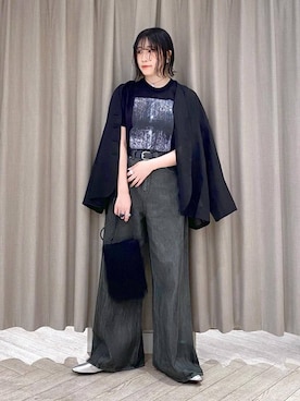 「アイテム（ノーカラージャケット）」を使った、ちろっPさん（レディース・163cm）の夏コーディネート