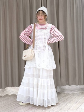 「アイテム（チュニック）」を使った、ちろっPさん（レディース・161cm）の秋コーディネート