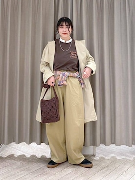 「クリップスタッフ_studio CLIP」｜「アイテム（トレンチコート）」を使った、ちろっPさん（レディース・163cm）の春コーディネート