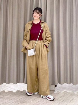 「アイテム（チェスターコート）」を使った、ちろっPさん（レディース・163cm）の秋コーディネート