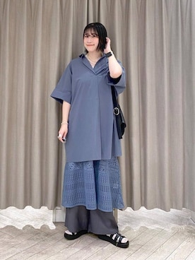 「アイテム（チュニック）」を使った、ちろっPさん（レディース・163cm）の夏コーディネート