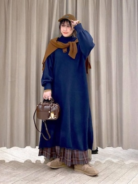 「ボストンバッグ」｜ちろっPさん（レディース・163cm）の冬コーディネート