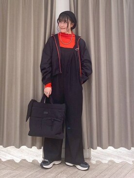 「ブルゾン」｜「アイテム（サロペット/オーバーオール）」を使った、ちろっPさん（レディース・163cm）の秋コーディネート