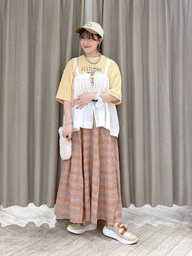 「アイテム（ベスト）」を使った、ちろっPさん（レディース・163cm）の夏コーディネート