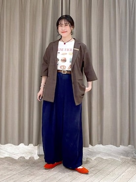 「アイテム（パンプス、オレンジ系）」を使った、ちろっPさん（レディース・163cm）の夏コーディネート