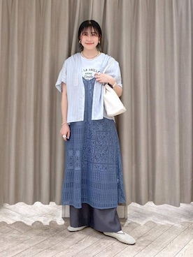 「アイテム（パンプス、グレー系）」を使った、ちろっPさん（レディース・163cm）の夏コーディネート