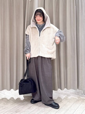 「studio CLIP（スタディオクリップ）のアイテム（バッグ）」を使った、ちろっPさん（レディース・163cm）の冬コーディネート