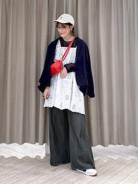 「アイテム（チュニック）」を使った、ちろっPさん（レディース・163cm）の秋コーディネート