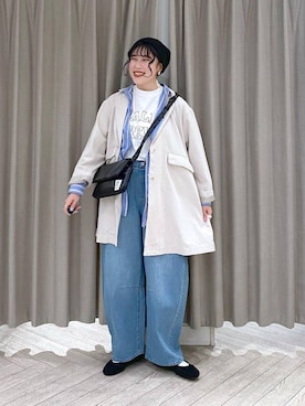 「クリップデニム_studio CLIP」｜「アイテム（ジャケット/アウター）」を使った、ちろっPさん（レディース・163cm）の冬コーディネート