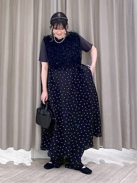 「アイテム（ベスト）」を使った、ちろっPさん（レディース・163cm）の夏コーディネート
