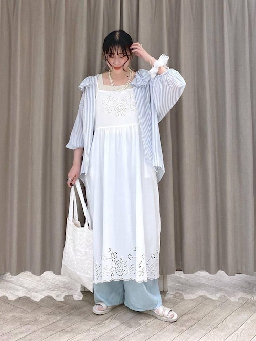 セール】《natural by clip》カットワーク刺繍キャミワンピース