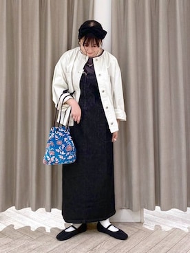 「デニムワンピース」｜「アイテム（その他アウター）」を使った、ちろっPさん（レディース・163cm）の秋コーディネート