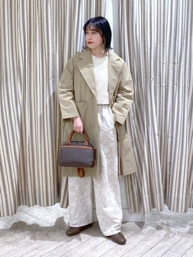 「ナチュラル」｜「アイテム（ナイロンジャケット）」を使った、ちろっPさん（レディース・163cm）の春コーディネート
