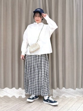 「studio CLIP（スタディオクリップ）のアイテム（キャップ）」を使った、ちろっPさん（レディース・161cm）の春コーディネート