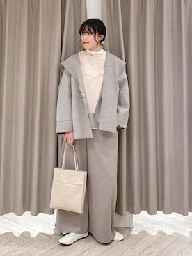 「ナチュラル」｜「アイテム（ノーカラーコート）」を使った、ちろっPさん（レディース・163cm）の秋コーディネート