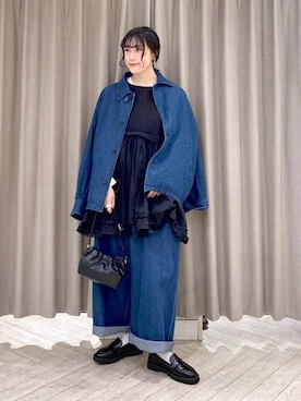 「シアートップス」｜「アイテム（その他アウター）」を使った、ちろっPさん（レディース・163cm）の秋コーディネート